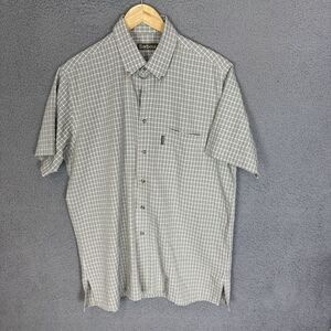S‎ Barbour Shirt Mens L Green Check Short Sleeve Button Down Regular Fit m